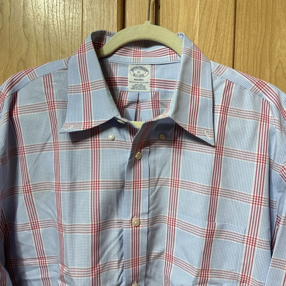 Brooks Brothers Men's XL REGENT XL Non Iron Button Down Paisley Shirt Blue EUC